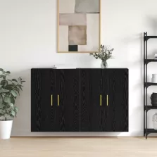   vidaXL Fali szekrény 2 pcs Fekete tölgy 69,5 x 34 x 90 cm Faanyag