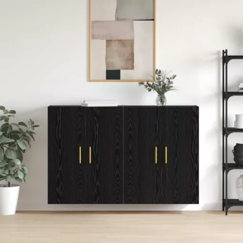 vidaXL Fali szekrény 2 pcs Fekete tölgy 69,5 x 34 x 90 cm Faanyag