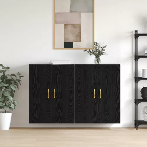 vidaXL Fali szekrény 2 pcs Fekete tölgy 69,5 x 34 x 90 cm Faanyag
