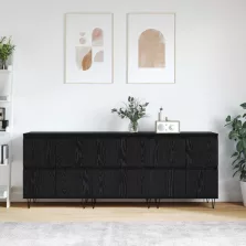 vidaXL Oldalszekrények 3 pcs Fekete tölgy