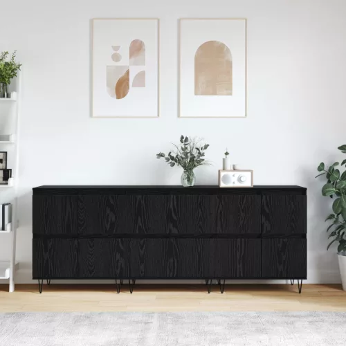 vidaXL Oldalszekrények 3 pcs Fekete tölgy