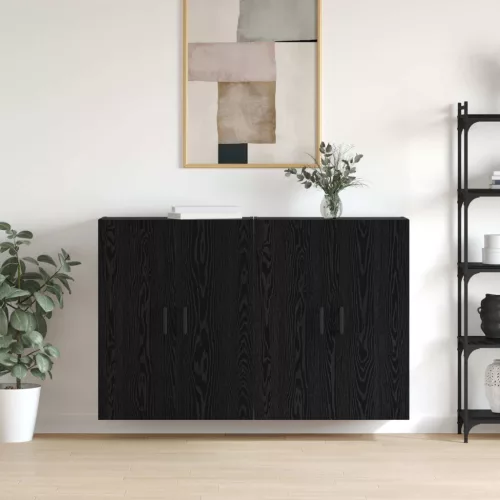 vidaXL Fali szekrény 2 pcs Fekete tölgy 69,5 x 34 x 90 cm Faanyag