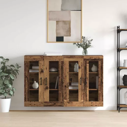 vidaXL Fali Szekrények 2 pcs Régi fa 69,5 x 34 x 90 cm Faanyag