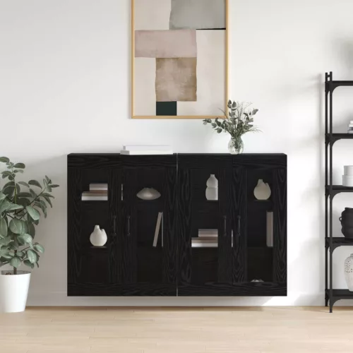 vidaXL Fali Szekrények 2 pcs Musta tammi 69,5 x 34 x 90 cm Faanyag