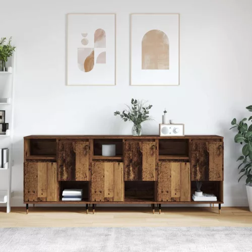 vidaXL Oldalszekrények 3 pcs Öreg fa
