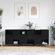 vidaXL Oldalszekrények 3 pcs Fekete tölgy