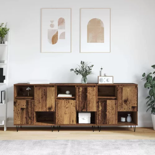 vidaXL Széf 3 pcs Öreg fa 60 x 35 x 70 cm