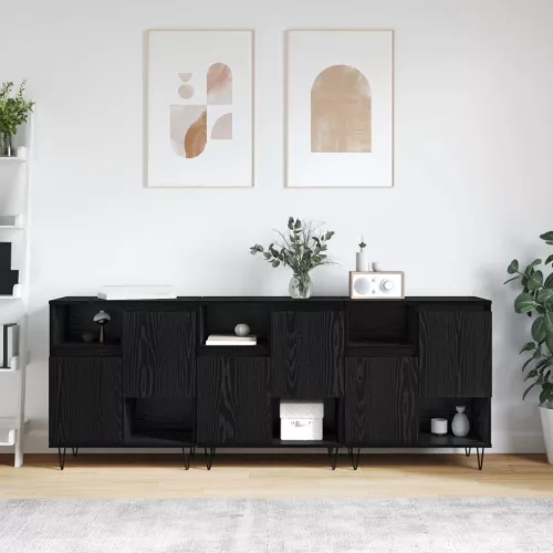 vidaXL Széf 3 pcs Fekete tölgy 60 x 35 x 70 cm