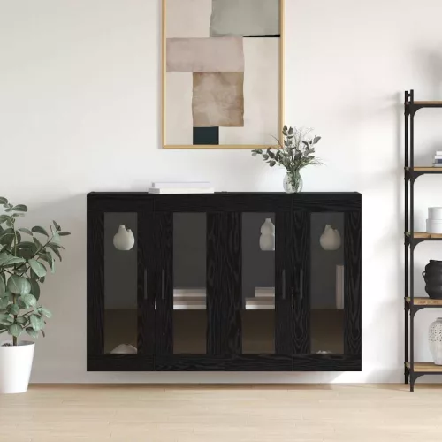 vidaXL Fali Szekrények 2 pcs Musta tammi 69.5 x 34 x 90 cm Faanyag