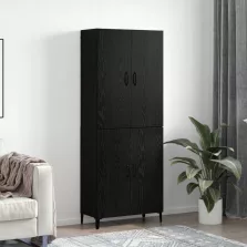 vidaXL Magasfiú 2 pcs Fekete tölgy Faanyag