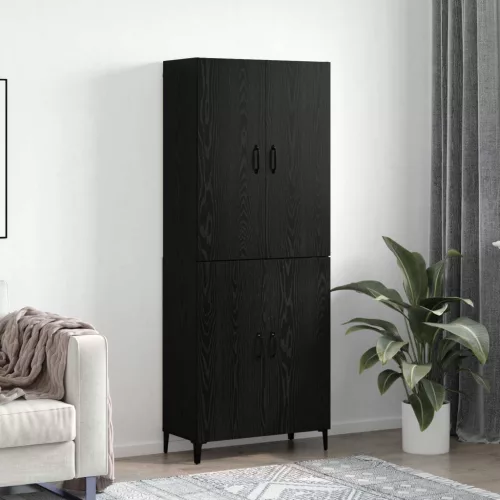 vidaXL Magasfiú 2 pcs Fekete tölgy Faanyag