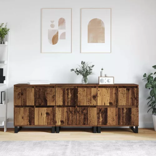 vidaXL Széf 3 pcs Öreg fa 60 x 35 x 70 cm