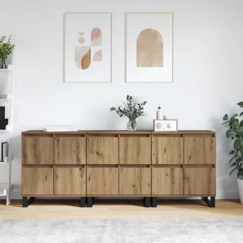 vidaXL Széf 3 pcs Artisan tölgy 60 x 35 x 70 cm