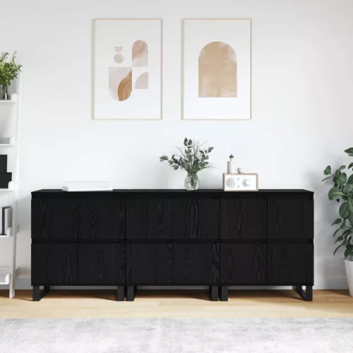 vidaXL Széf 3 pcs Fekete tölgy 60 x 35 x 70 cm