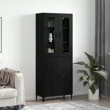 vidaXL Magasfiú 2 pcs Fekete tölgy Faanyag