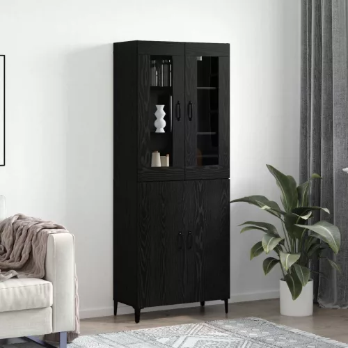 vidaXL Magasfiú 2 pcs Fekete tölgy Faanyag