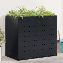   vidaXL Gurulós kuka tároló 2 kukához Fekete 136 x 77,5 x 121,5 cm
