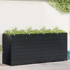   vidaXL Gurulós kuka tároló 4 kukához Fekete 272 x 77,5 x 121,5 cm