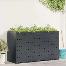   vidaXL Gurulós kuka tároló 3 kukához Antracit 204 x 77,5 x 121,5 cm