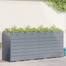 vidaXL Gurulós kuka tároló 4 kukához Világosszürke