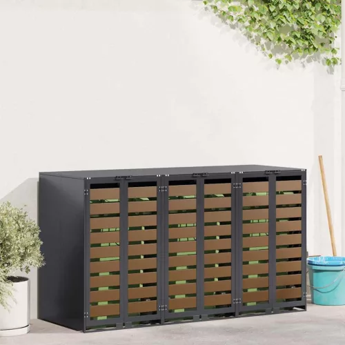vidaXL Gurulós kuka tároló 3 kukához Antracit 340 x 77.5 x 115.5 cm