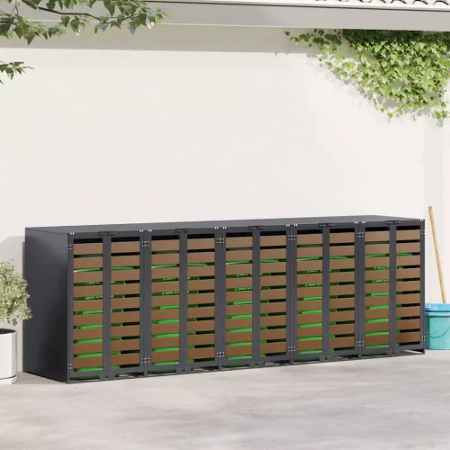 vidaXL Gurulós kuka tároló 3 kukához Antracit 340 x 77.5 x 115.5 cm