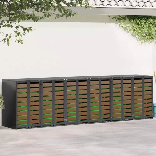 vidaXL Gurulós kuka tároló 3 kukához Antracit 340 x 77.5 x 115.5 cm