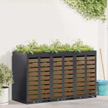   vidaXL Gurulós kuka tároló 3 kukához Antracit 340 x 77.5 x 115.5 cm