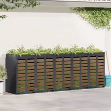   vidaXL Gurulós kuka tároló 3 kukához Antracit 340 x 77.5 x 115.5 cm