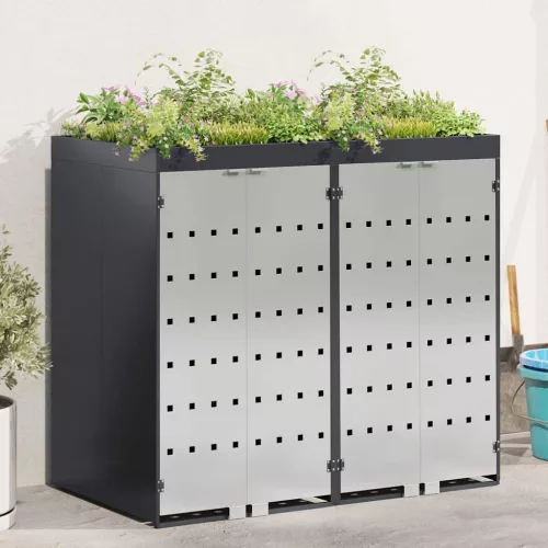 vidaXL Gurulós kuka tároló 3 kukához Antracit 340 x 77.5 x 115.5 cm