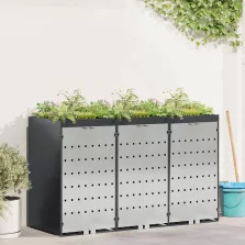   vidaXL Gurulós kuka tároló 3 kukához Antracit 340 x 77.5 x 115.5 cm