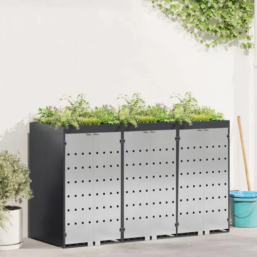 vidaXL Gurulós kuka tároló 3 kukához Antracit 340 x 77.5 x 115.5 cm