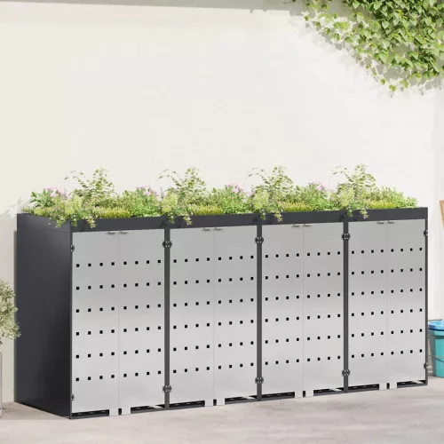 vidaXL Gurulós kuka tároló 3 kukához Antracit 340 x 77.5 x 115.5 cm