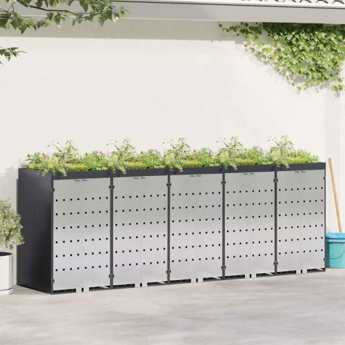 vidaXL Gurulós kuka tároló 3 kukához Antracit 340 x 77.5 x 115.5 cm