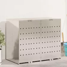   vidaXL Gurulós kuka tároló 3 kukához Ezüst 340 x 77.5 x 115.5 cm