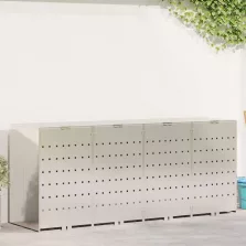   vidaXL Gurulós kuka tároló 3 kukához Ezüst 340 x 77.5 x 115.5 cm