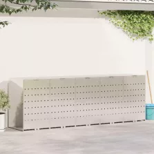   vidaXL Gurulós kuka tároló 3 kukához Ezüst 340 x 77.5 x 115.5 cm