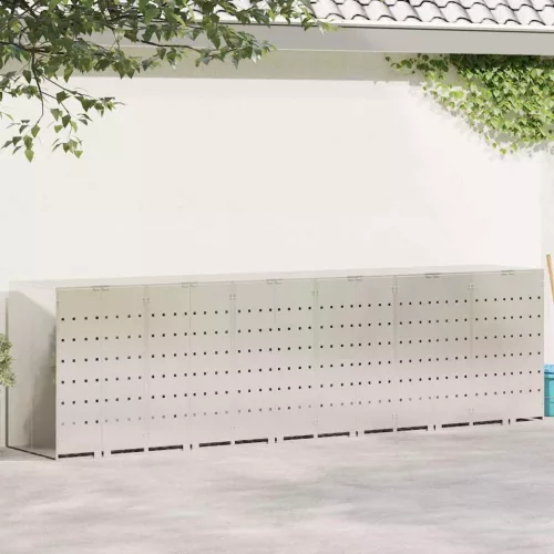 vidaXL Gurulós kuka tároló 3 kukához Ezüst 340 x 77.5 x 115.5 cm