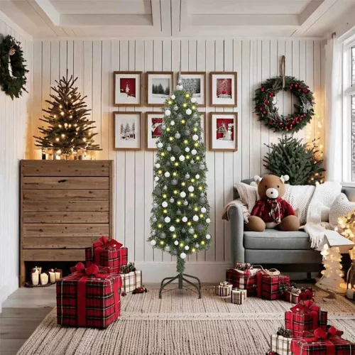 vidaXL Mű karácsonyfa 300 LED-del Zöld 180 cm PVC, acél és műanyag