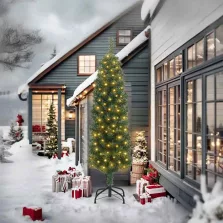   vidaXL Mű karácsonyfa 300 LED-del Zöld 240 cm PVC, acél és műanyag