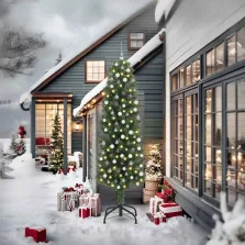   vidaXL Mű karácsonyfa 300 LED-del Zöld 240 cm PVC, acél és műanyag