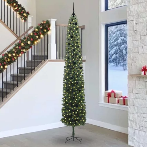 vidaXL Mű karácsonyfa 300 LED-del Zöld 300 cm PVC, acél és műanyag