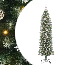   vidaXL Mű Karcsú Karácsonyi Fa 150 LED-del Zöld és fehér 150 cm