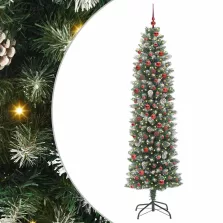   vidaXL Mű Karcsú Karácsonyi Fa 300 LED-del Zöld és fehér 210 cm