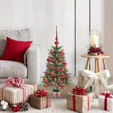 vidaXL Karácsonyfa 150 LED-del állvánnyal Zöld 90 cm PE