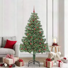   vidaXL Karácsonyfa 300 LED-del állvánnyal Zöld 210 cm PVC