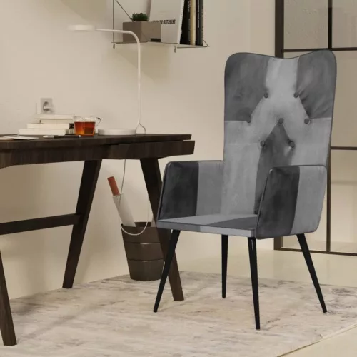 vidaXL szürke valódi bőr szárnyas szék