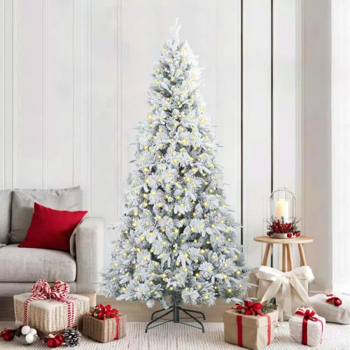 vidaXL Műanyag Hajtogatós Karácsonyfa Fehér 210 cm PE és PVC