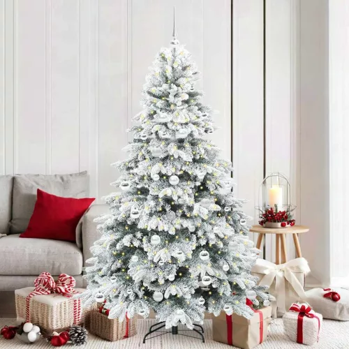 vidaXL Mű karácsonyfa 300 LED-del állvánnyal Zöld 180 cm PE és PVC