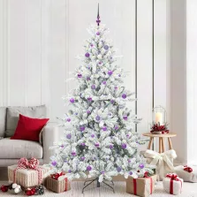   vidaXL Műanyag Hajtogatós Karácsonyfa with LEDs állvánnyal 210cm PVC